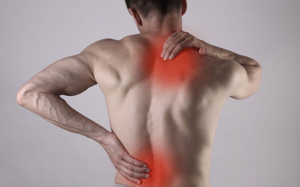Rugpijn is een teken van ziekten van het bewegingsapparaat